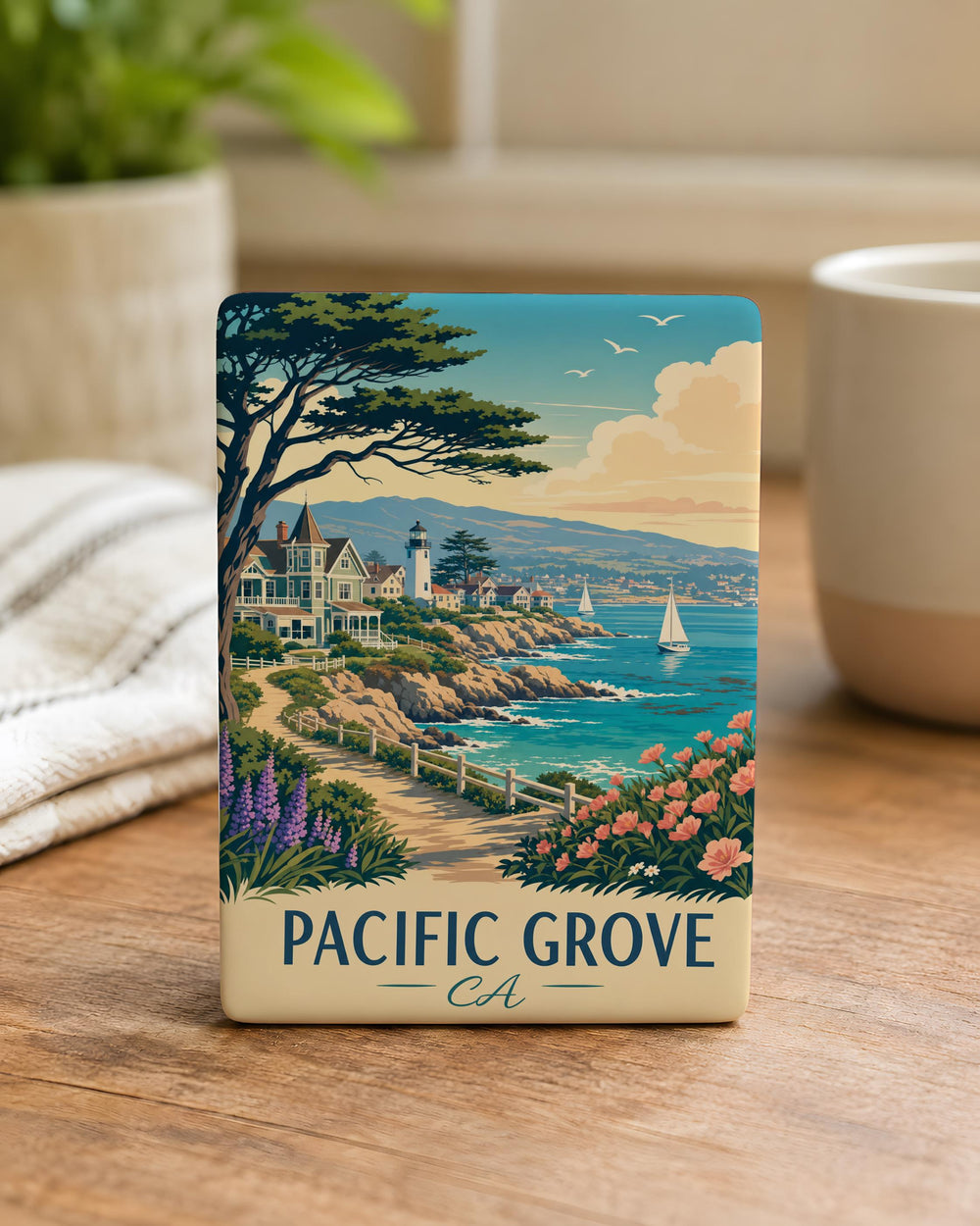 Pacific Grove CA Fridge Magnet, California Coastal Town Souvenir Magnet, Monterey Peninsula Travel Keepsake Gift