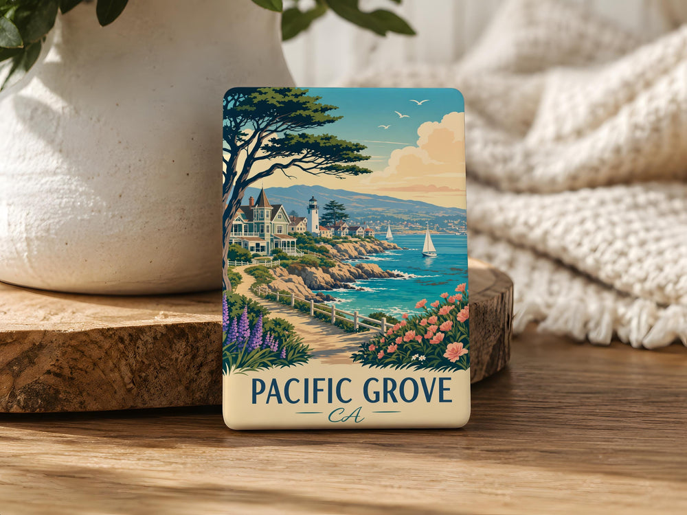 Pacific Grove CA Fridge Magnet, California Coastal Town Souvenir Magnet, Monterey Peninsula Travel Keepsake Gift