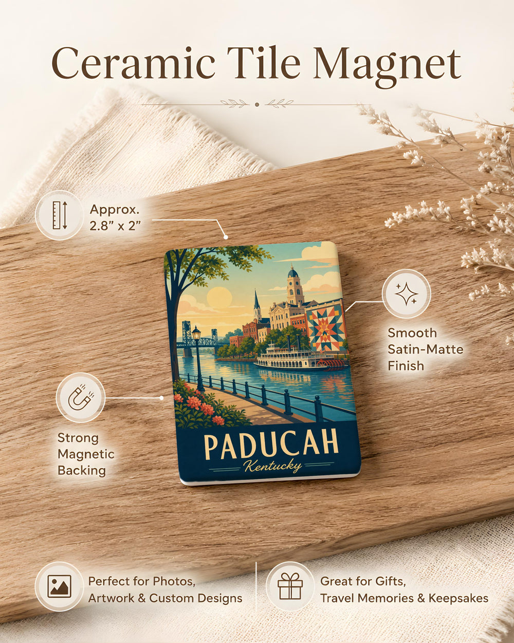 Paducah Kentucky Fridge Magnet, Paducah KY Souvenir Magnet, Kentucky Travel Gift, Paducah Landmark Keepsake Magnet