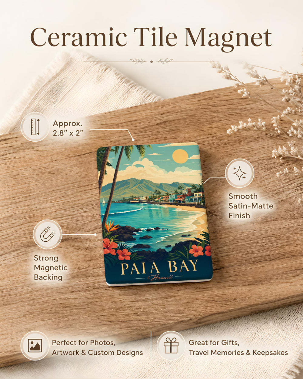 Paia Bay Fridge Magnet, Maui Hawaii Coastal Beach Souvenir, Ocean Shoreline Travel Keepsake Magnet