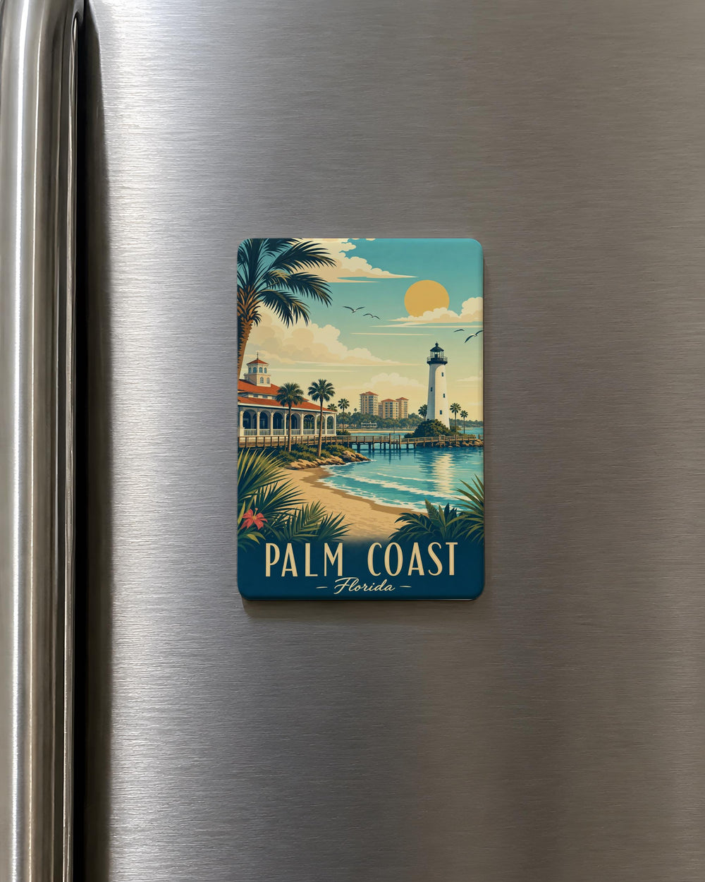 Palm Coast FL Fridge Magnet, Palm Coast Florida Souvenir Magnet, Coastal Town Travel Keepsake Gift