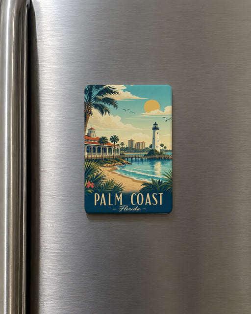 Palm Coast FL Fridge Magnet, Palm Coast Florida Souvenir Magnet, Coastal Town Travel Keepsake Gift