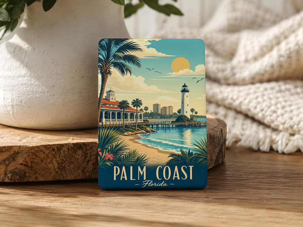 Palm Coast FL Fridge Magnet, Palm Coast Florida Souvenir Magnet, Coastal Town Travel Keepsake Gift