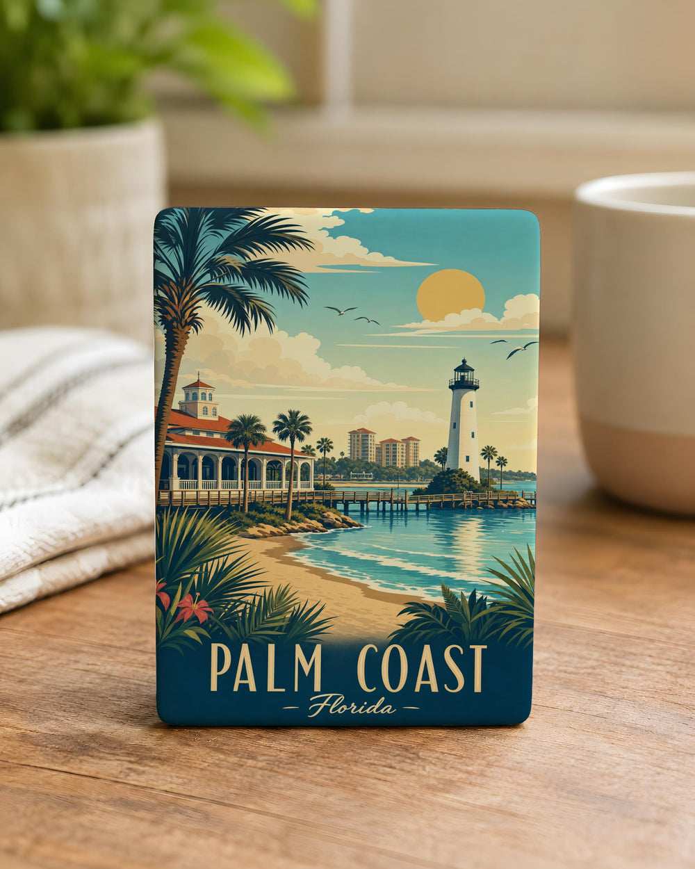 Palm Coast FL Fridge Magnet, Palm Coast Florida Souvenir Magnet, Coastal Town Travel Keepsake Gift