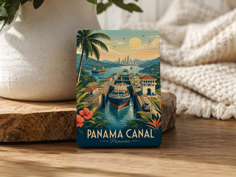 Panama Canal Fridge Magnet, Panama Souvenir Magnet, Canal Locks Travel Gift, Central America Landmark Refrigerator Magnet