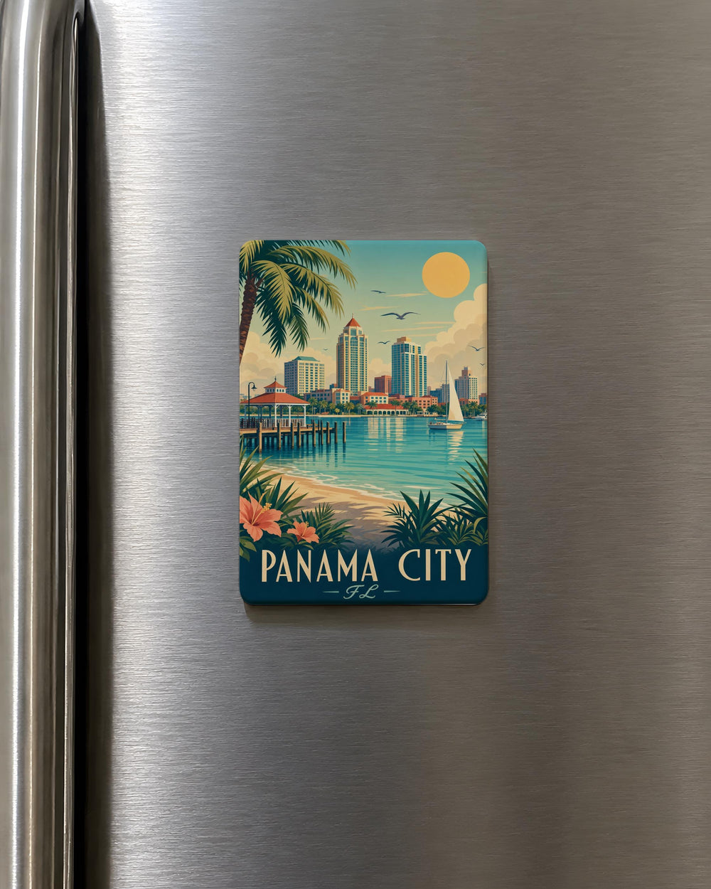 Panama City FL Fridge Magnet, Panama City Florida Souvenir Magnet, Beach Vacation Travel Keepsake Magnet