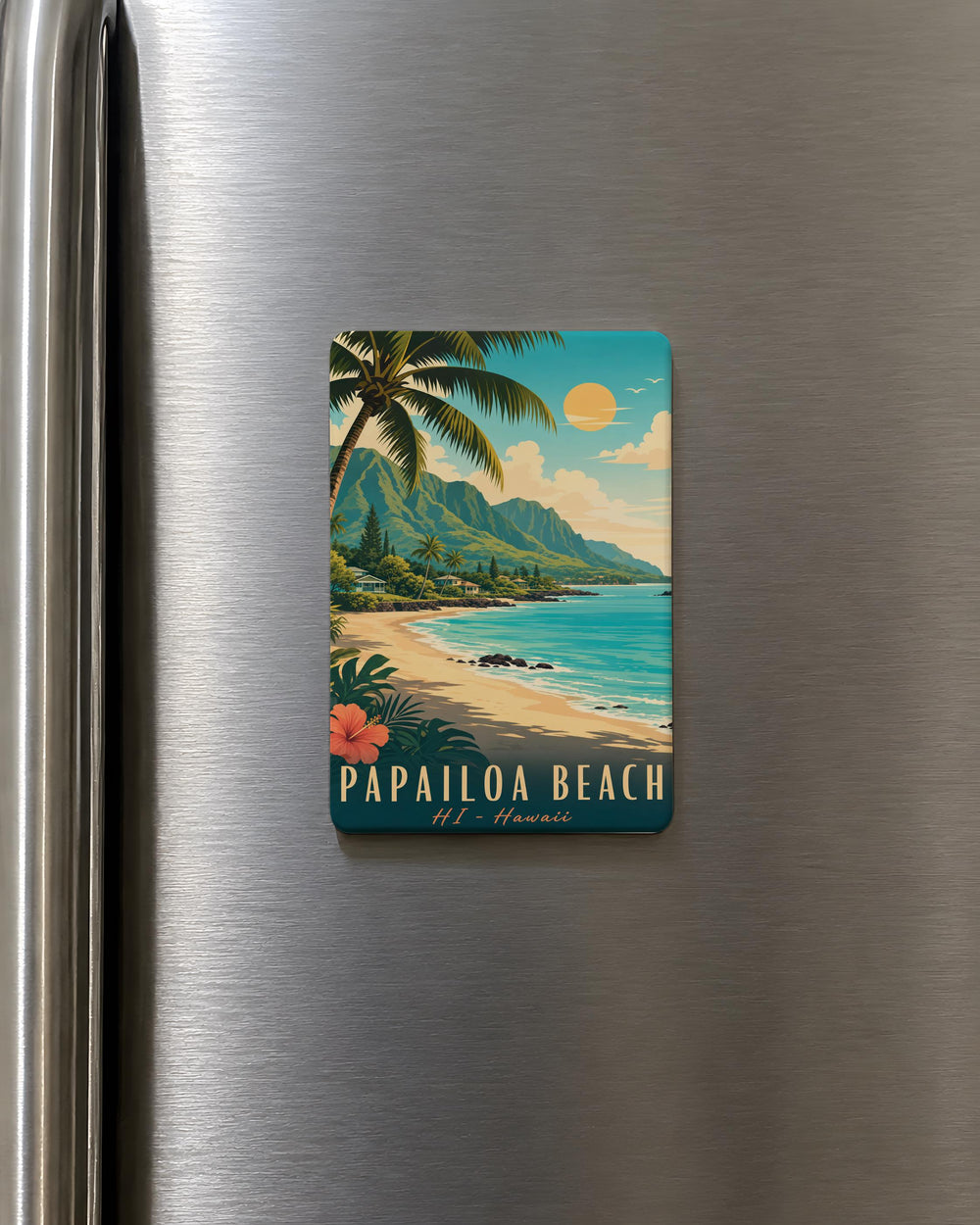 Papailoa Beach Fridge Magnet, Hawaii Coastal Shoreline Souvenir Magnet, Beach Lover Gift, Island Vacation Keepsake