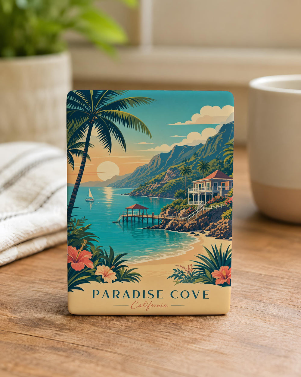 Paradise Cove Fridge Magnet, Coastal Beach Cove Scene Souvenir Magnet, Seaside Vacation Decor, Ocean Getaway Gift