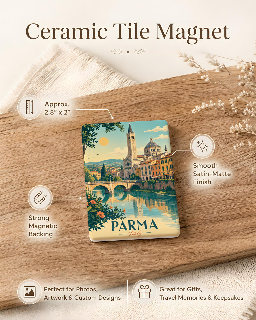 Parma Italy Fridge Magnet, Parma City Souvenir, Italian Travel Gift, Emilia-Romagna Landmark Keepsake Magnet