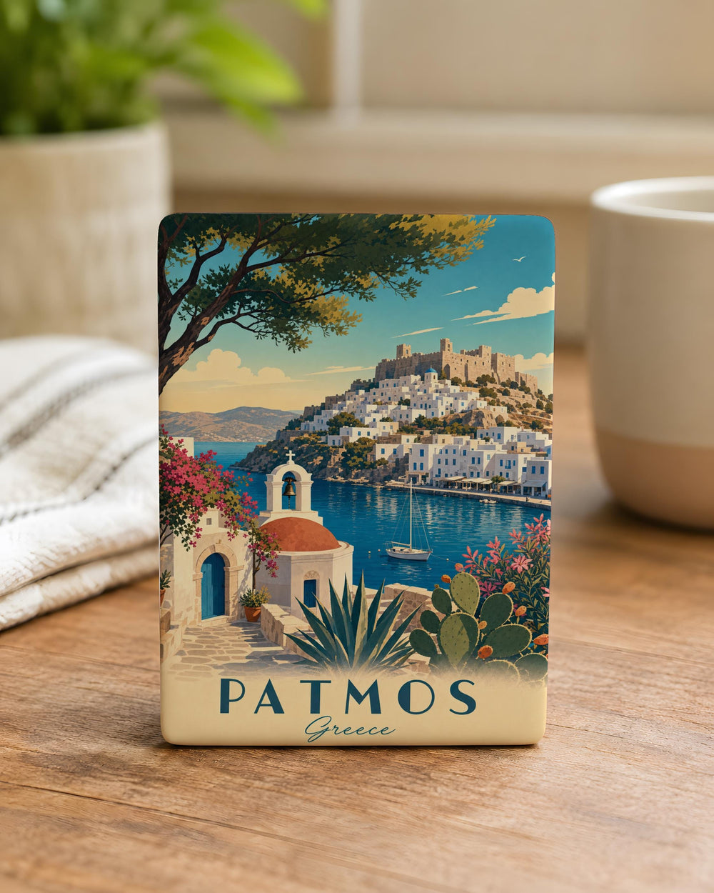 Patmos Greece Fridge Magnet, Patmos Island Souvenir Magnet, Greek Dodecanese Travel Gift, Greece Vacation Keepsake Magnet