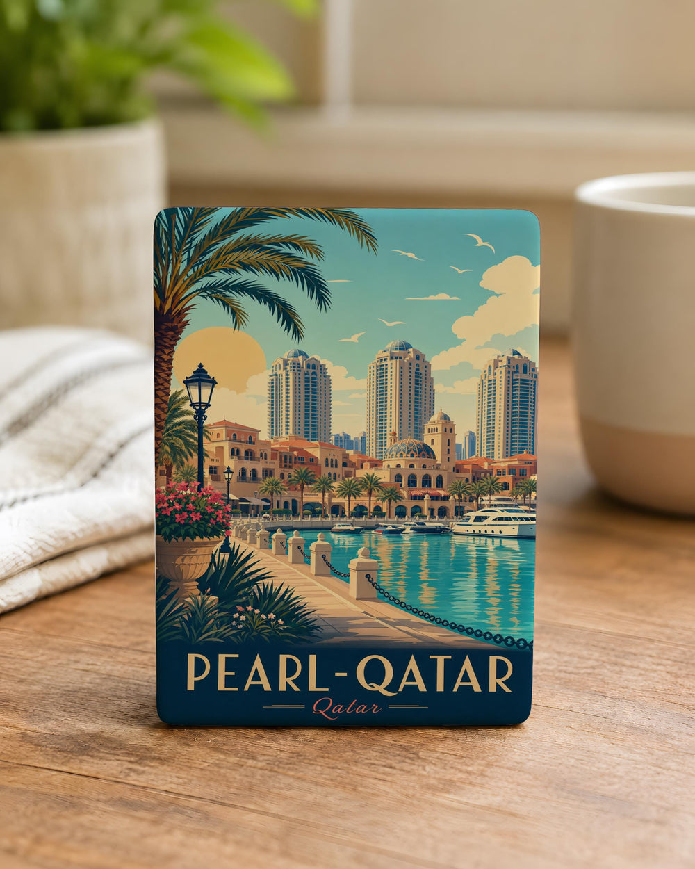 Pearl Qatar Fridge Magnet, Qatar Pearl Landmark Souvenir Magnet, Doha Qatar Travel Keepsake Magnet