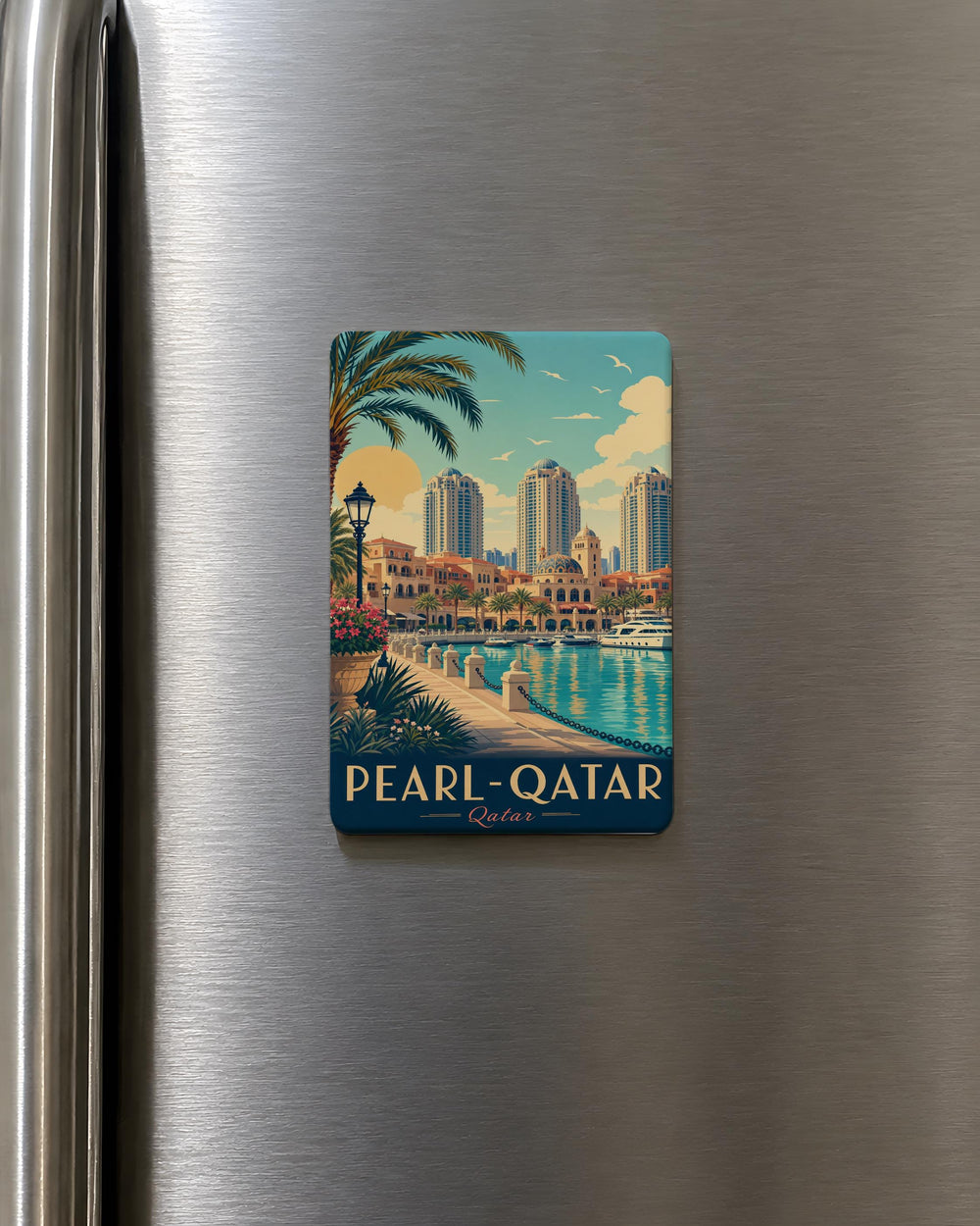 Pearl Qatar Fridge Magnet, Qatar Pearl Landmark Souvenir Magnet, Doha Qatar Travel Keepsake Magnet