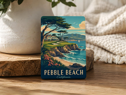 Pebble Beach CA Fridge Magnet, Pebble Beach California Souvenir Magnet, Monterey Peninsula Coastal Landmark Magnet