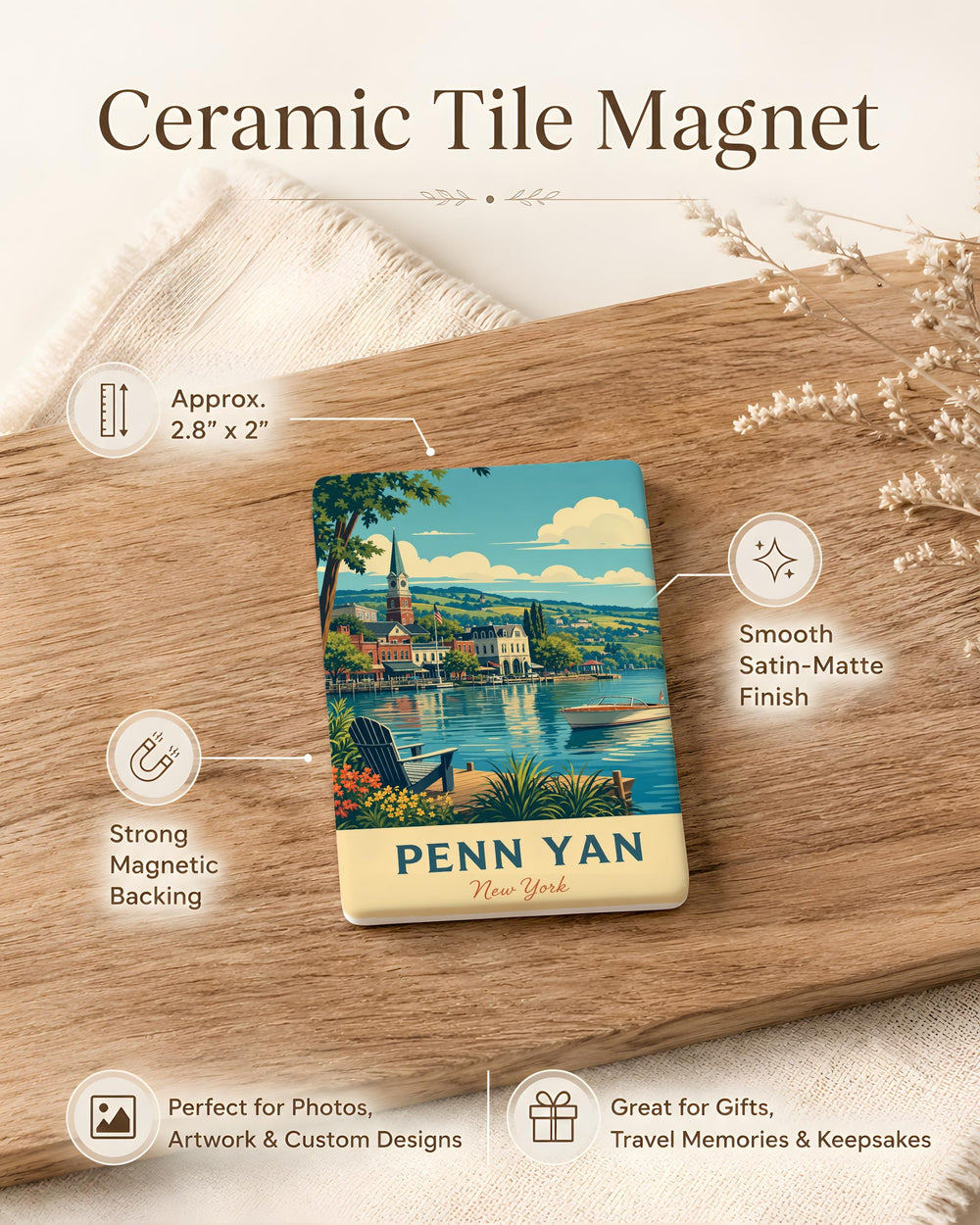 Penn Yan NY Fridge Magnet, Penn Yan New York Souvenir Magnet, Finger Lakes Travel Keepsake, Upstate NY Gift