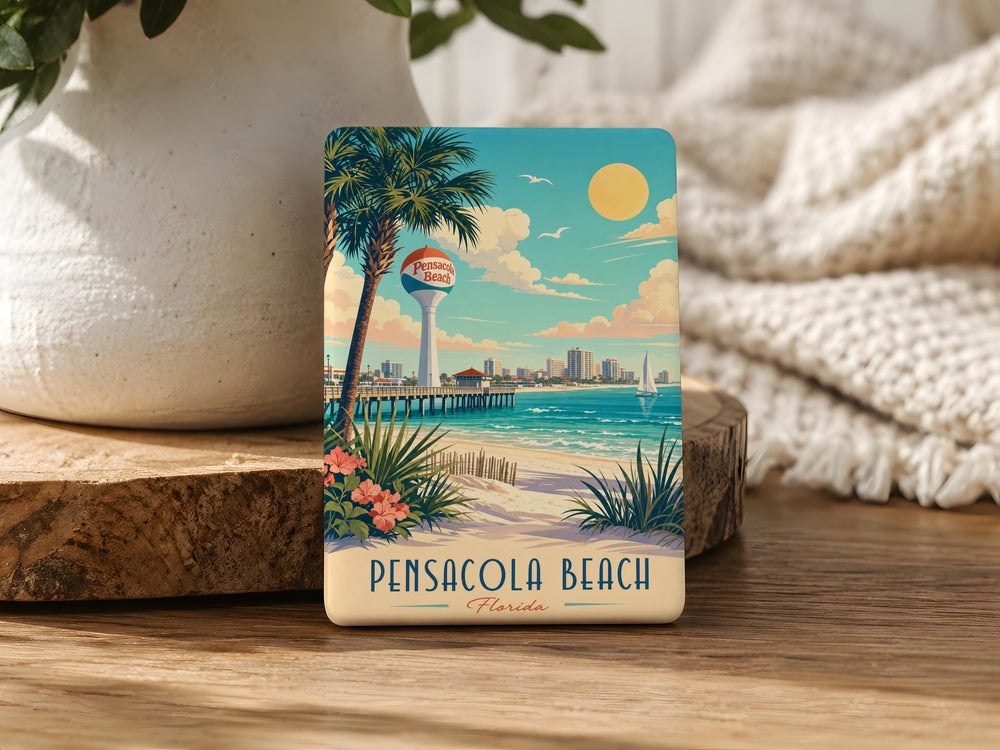 Pensacola Beach Fridge Magnet, Florida Gulf Coast Souvenir Magnet, Beach Vacation Travel Keepsake, Coastal Decor Magnet