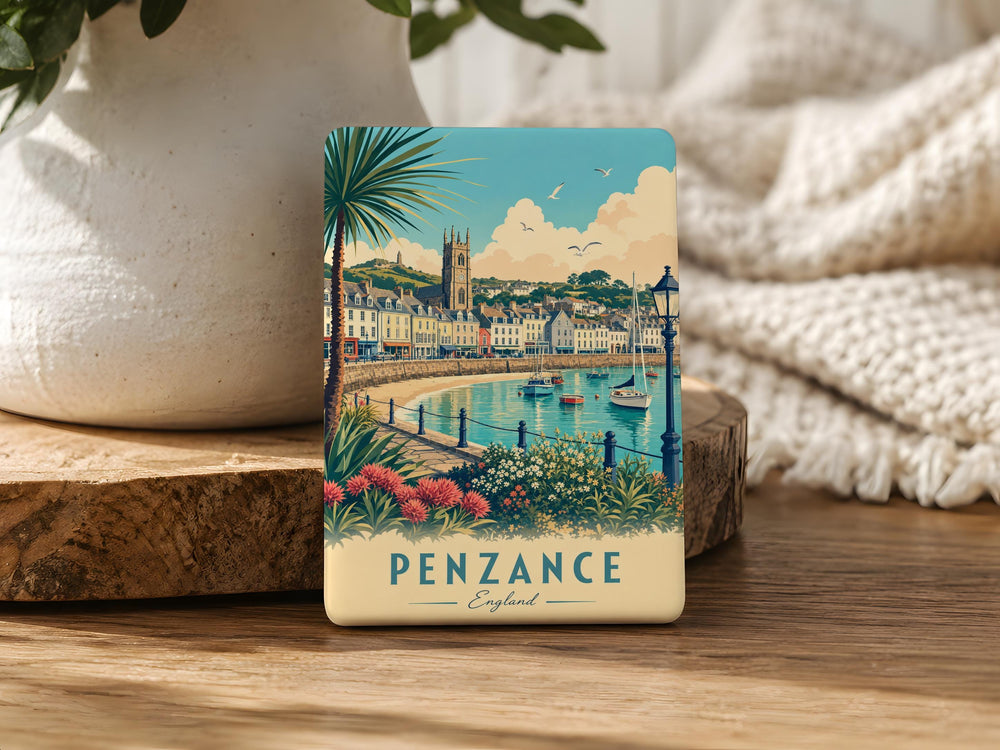 Penzance England Fridge Magnet, Penzance Cornwall Souvenir Magnet, Penzance Seaside Travel Gift, UK Coastal Town Magnet