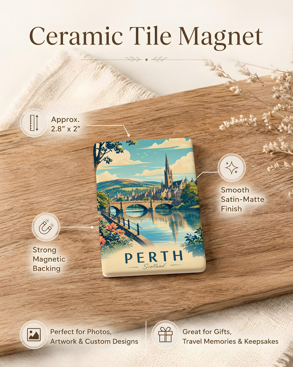 Perth Scotland Fridge Magnet, Perth City Souvenir Magnet, Scotland Travel Gift, Perthshire Keepsake Magnet