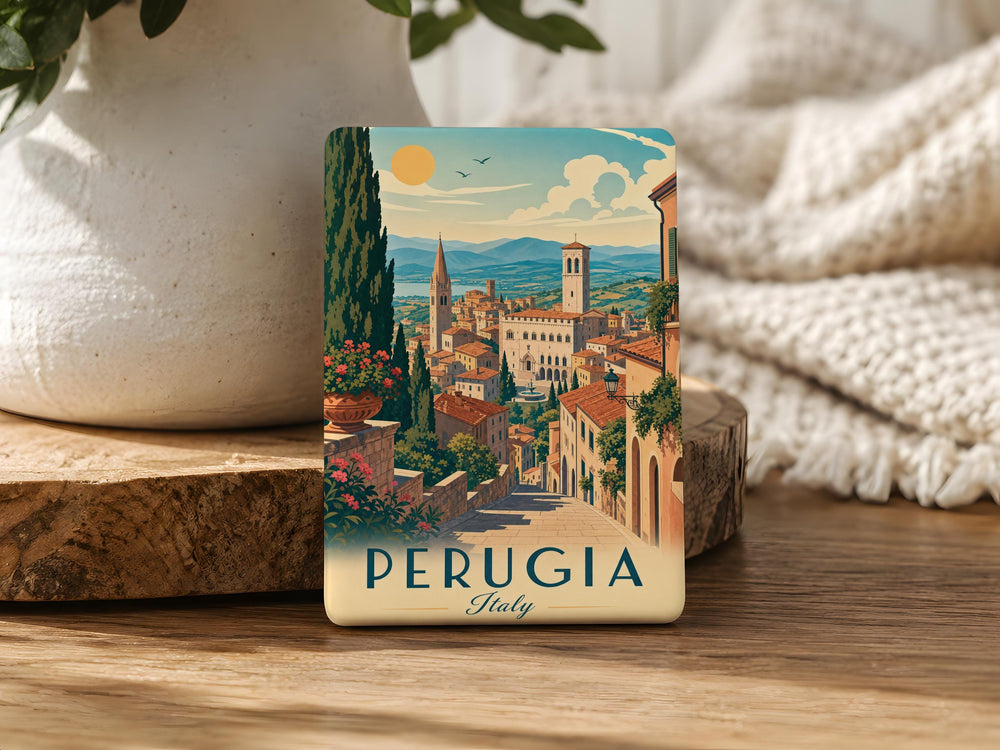 Perugia Italy Fridge Magnet, Perugia Souvenir Magnet, Umbria Travel Gift, Italian City Landmark Magnet, Italy Vacation Keepsake