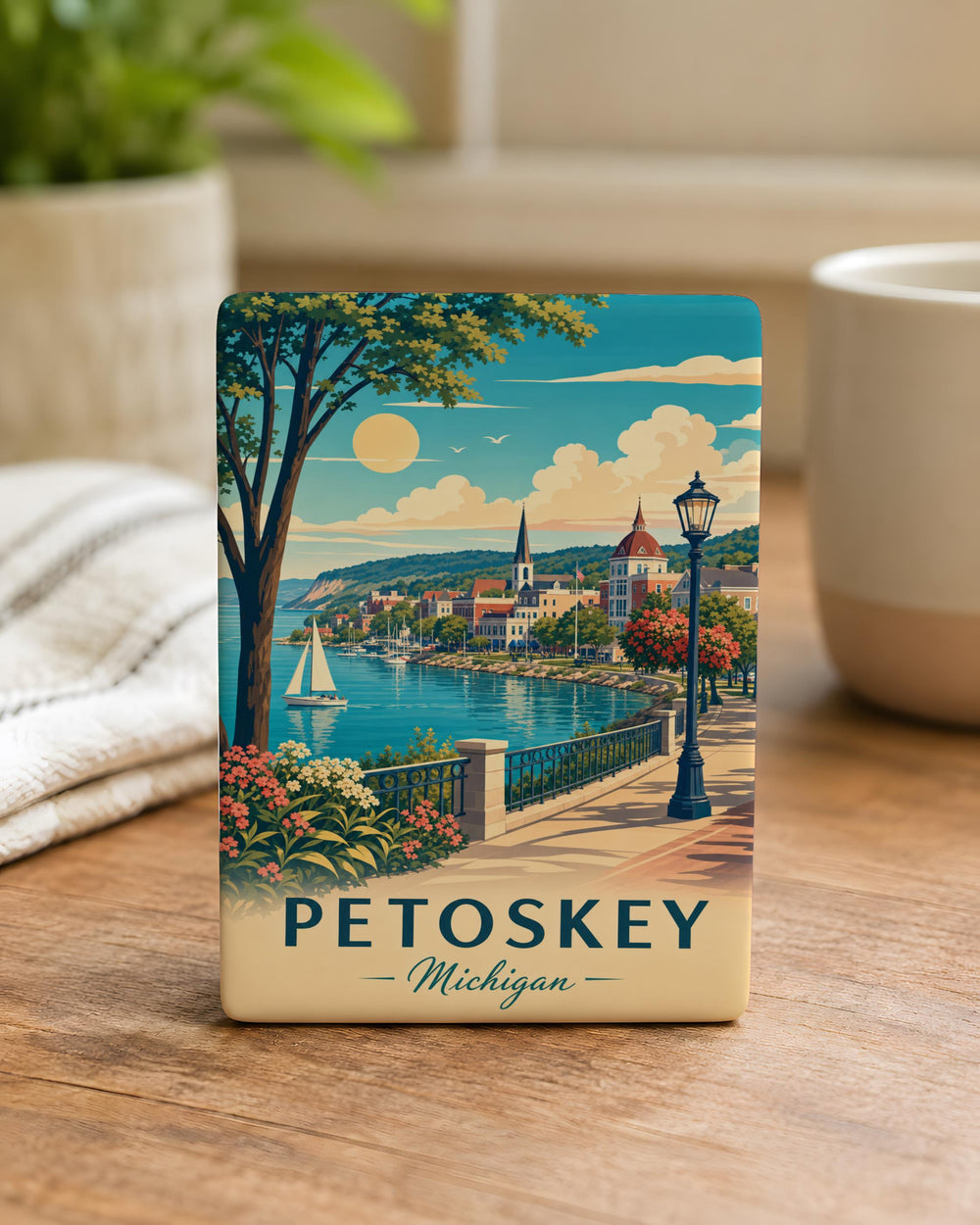 Petoskey Michigan Fridge Magnet, Petoskey Souvenir Magnet, Michigan Travel Magnet, Petoskey Gift, Great Lakes Magnet