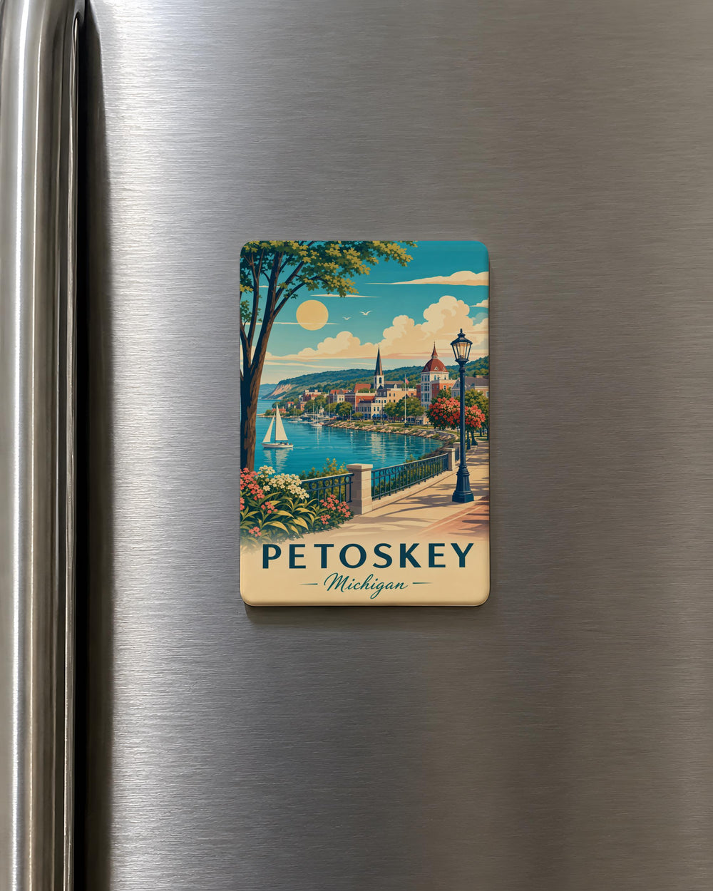 Petoskey Michigan Fridge Magnet, Petoskey Souvenir Magnet, Michigan Travel Magnet, Petoskey Gift, Great Lakes Magnet