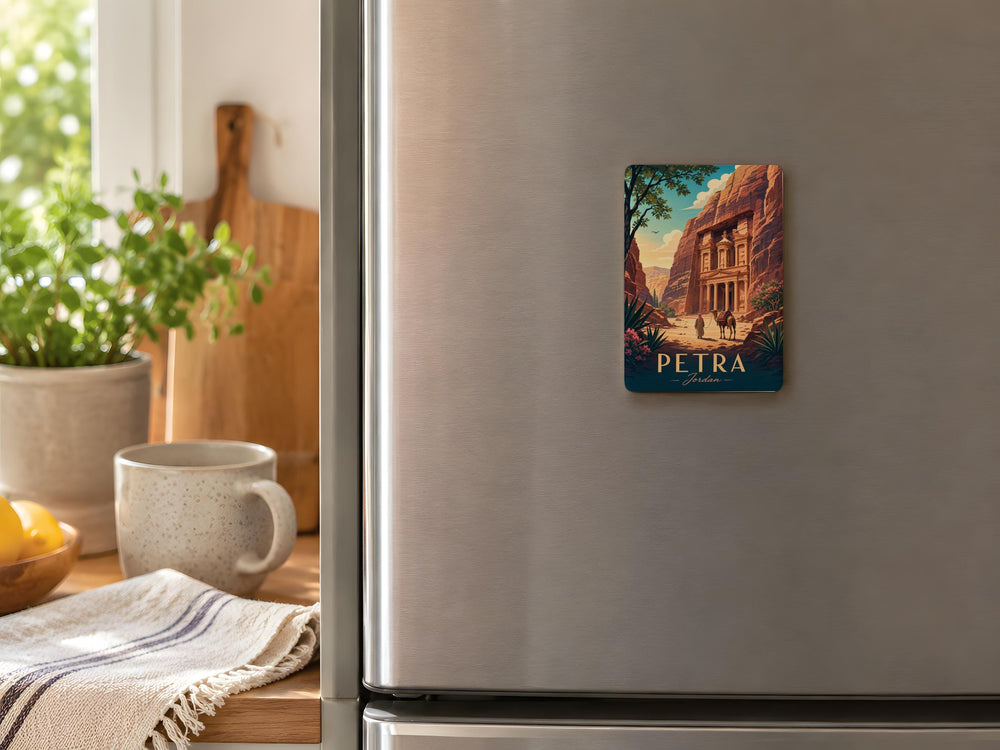 Petra Jordan Fridge Magnet, Ancient Rock-Cut City Landmark Souvenir Magnet, Jordan Travel Keepsake Magnet