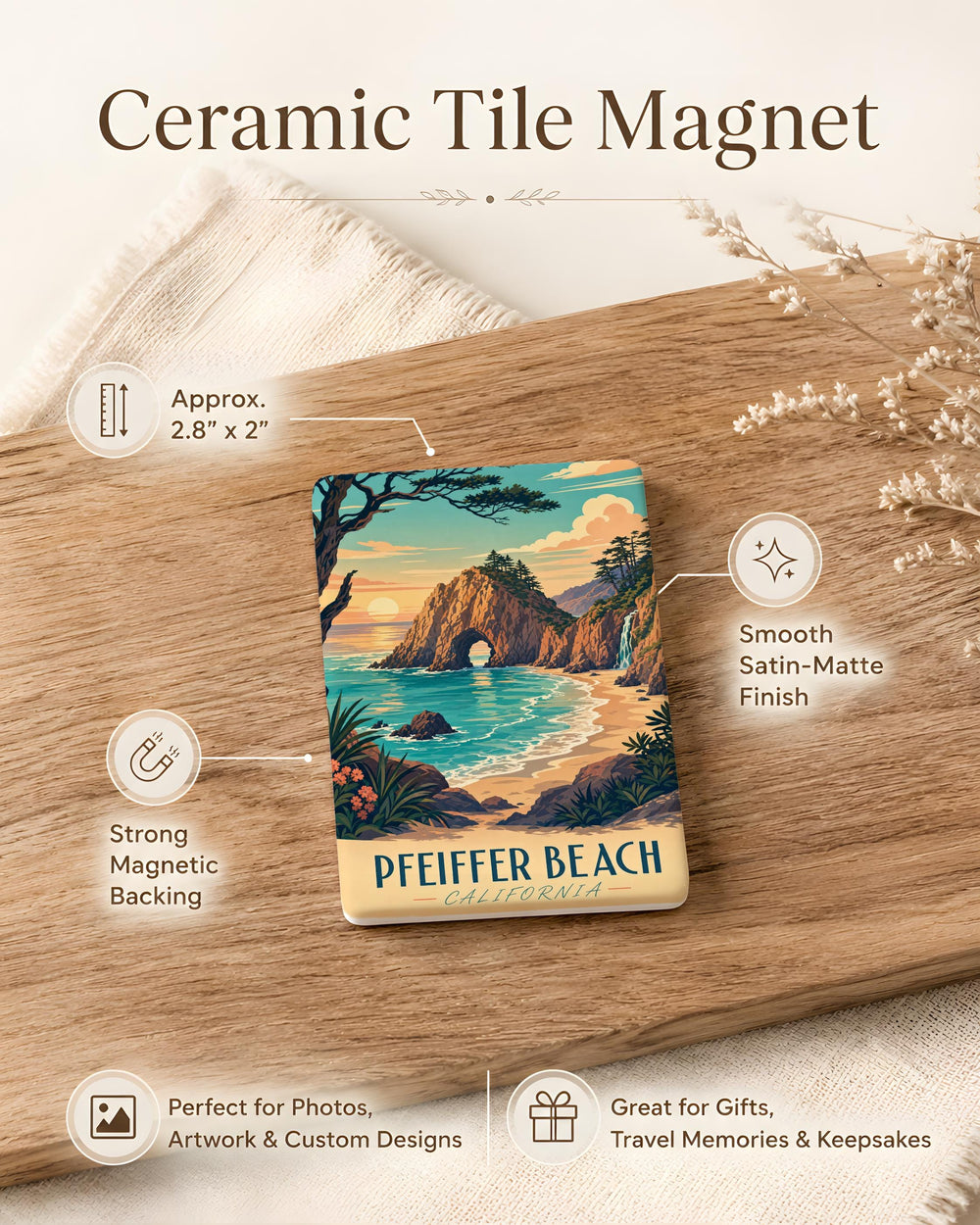 Pfeiffer Beach Fridge Magnet Big Sur California Coastal Landmark Souvenir Gift for Beach Lovers and Travelers