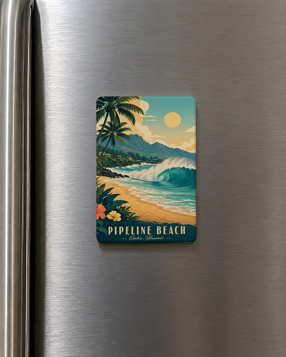 Pipeline Beach Fridge Magnet, Hawaii Surf Spot Souvenir, Ocean Waves Coastal Travel Keepsake Magnet