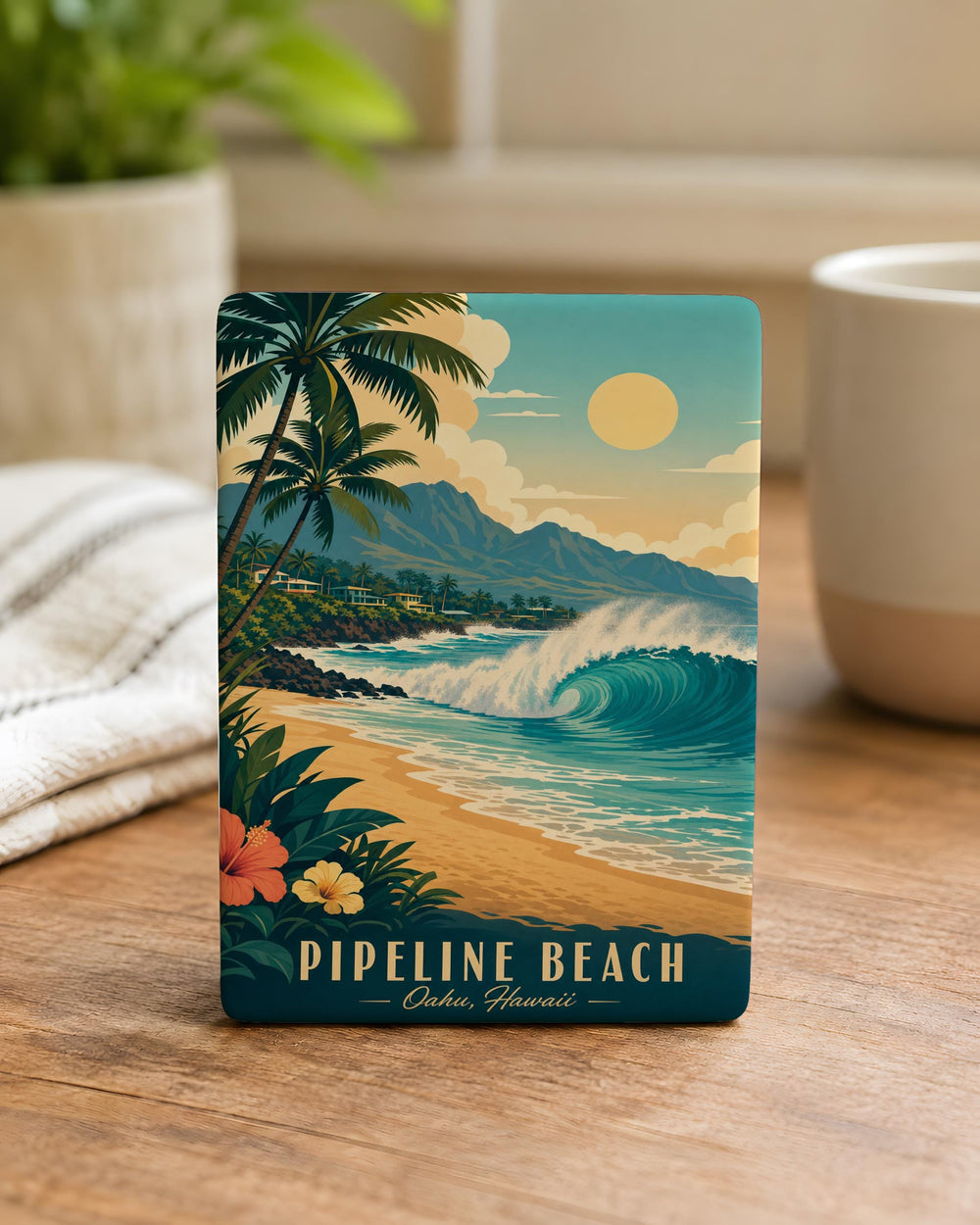 Pipeline Beach Fridge Magnet, Hawaii Surf Spot Souvenir, Ocean Waves Coastal Travel Keepsake Magnet
