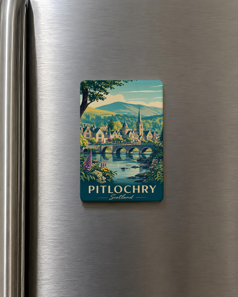 Pitlochry Scotland Fridge Magnet, Pitlochry Souvenir Magnet, Scottish Highlands Travel Gift, Scotland Vacation Keepsake Magnet