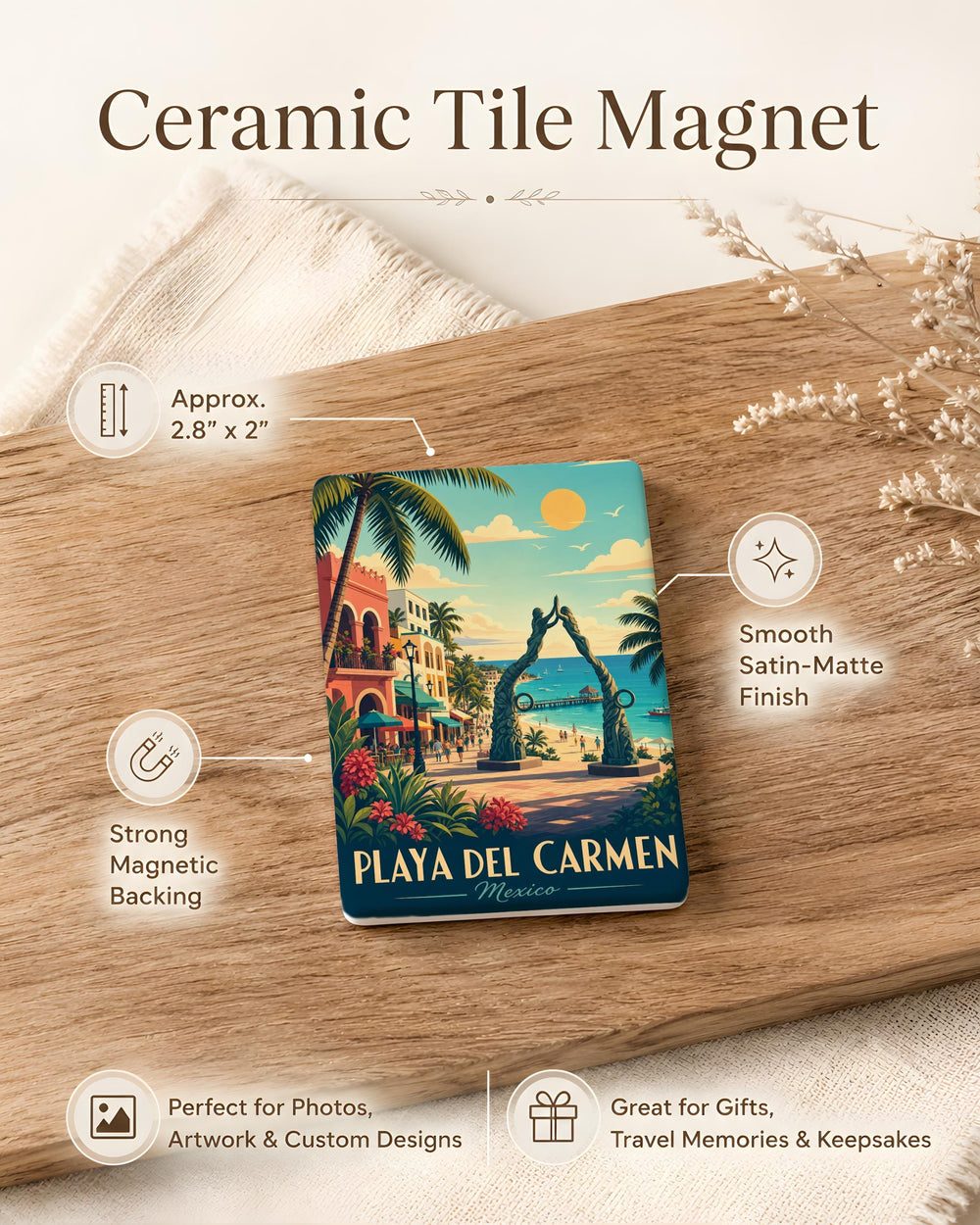 Playa del Carmen Mexico Fridge Magnet, Riviera Maya Souvenir Magnet, Beach Travel Keepsake, Quintana Roo Vacation Magnet