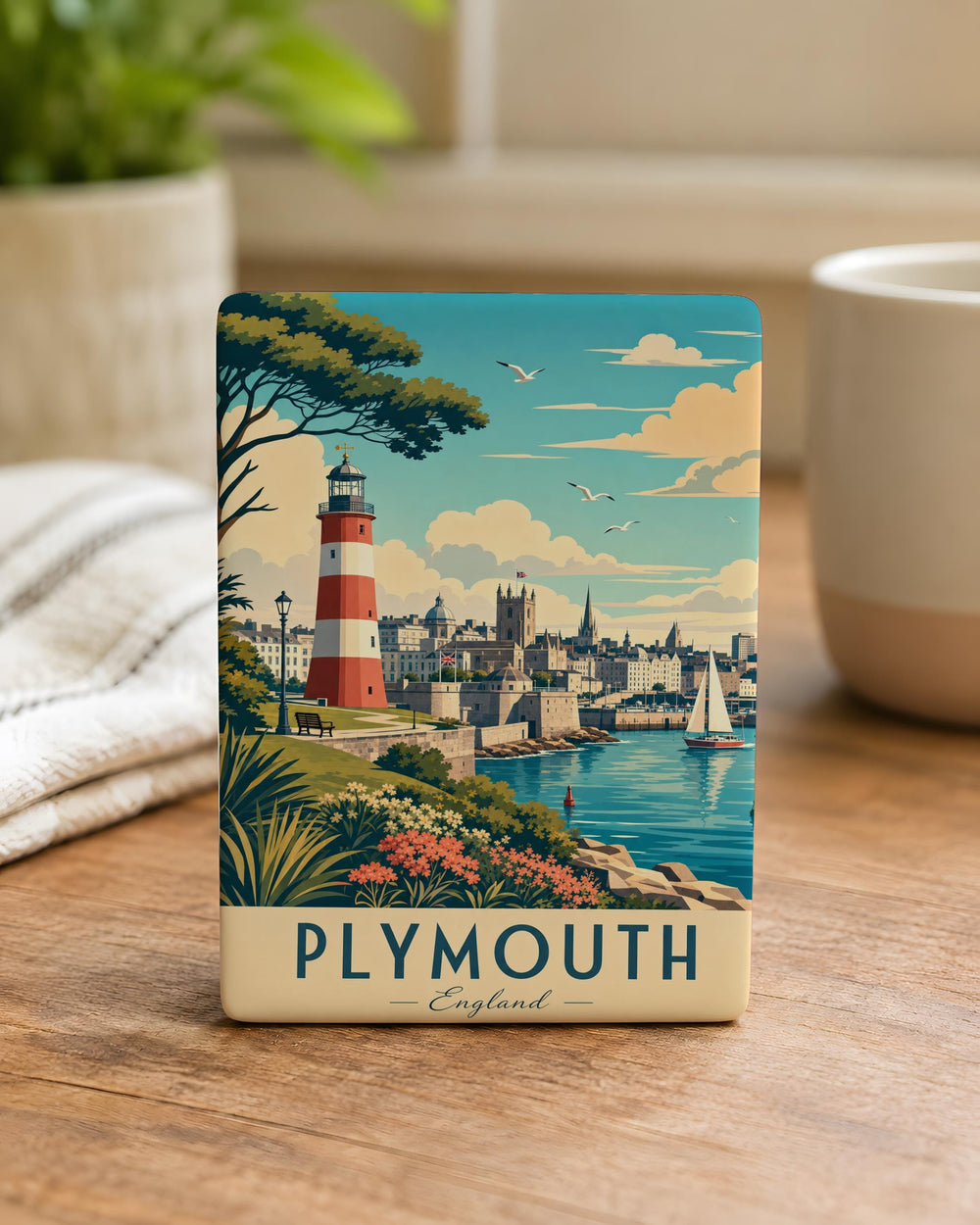Plymouth England Fridge Magnet, Plymouth UK Souvenir Magnet, Plymouth City Landmark Travel Keepsake Magnet