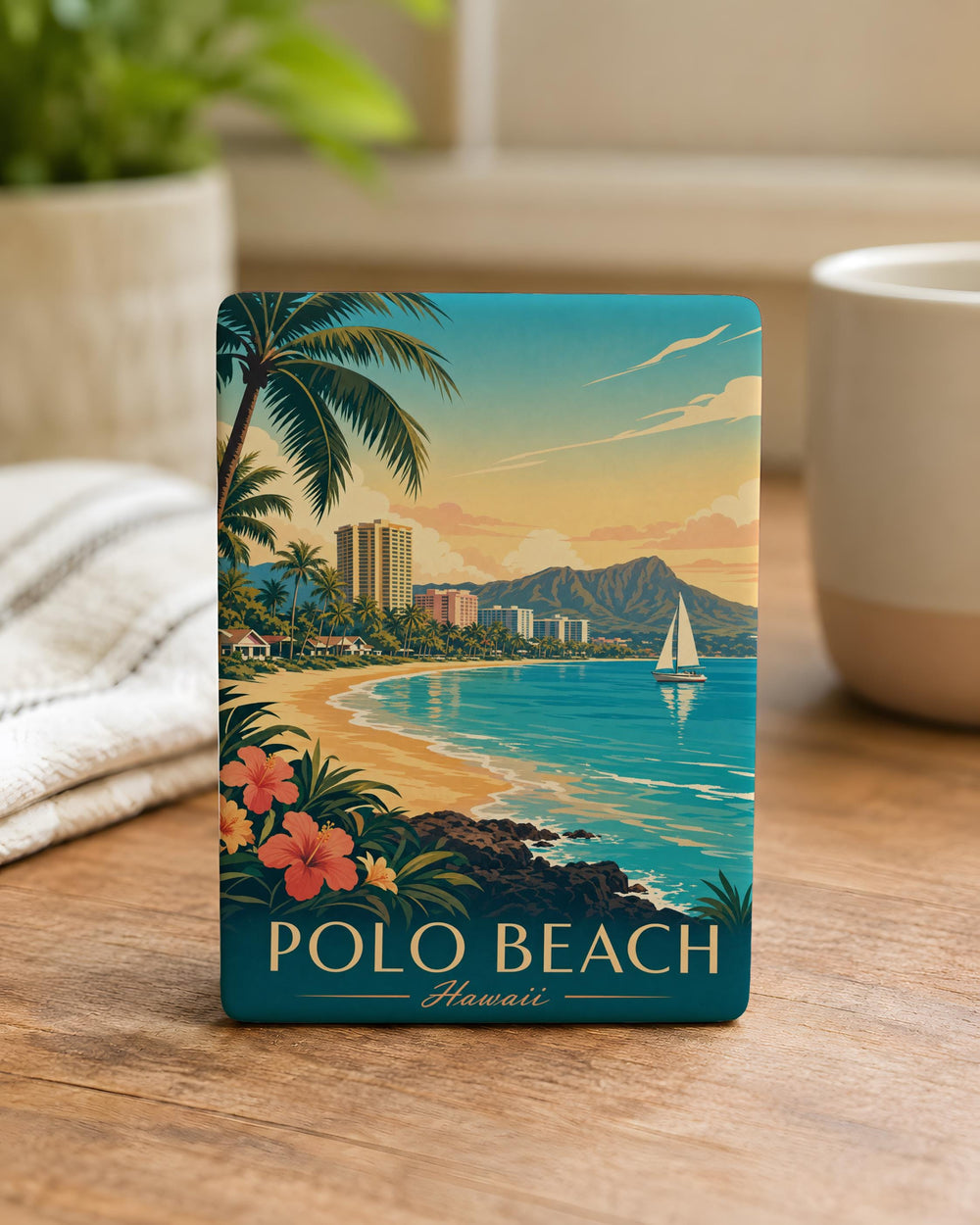 Polo Beach Fridge Magnet, Maui Hawaii Coastal Souvenir, Beach Lover Gift, Ocean Vacation Keepsake, Tropical Island Decor