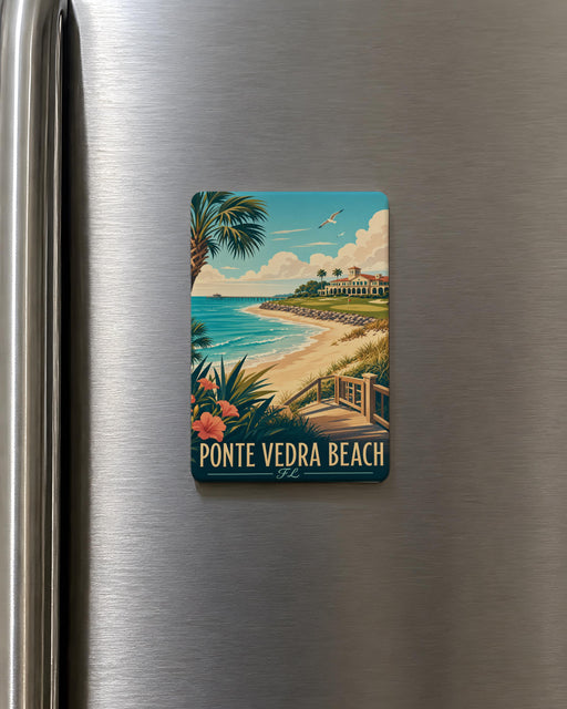 Ponte Vedra Beach Florida Fridge Magnet, Ponte Vedra Beach FL Souvenir Magnet, Beach Town Travel Gift, Coastal Vacation Keepsake