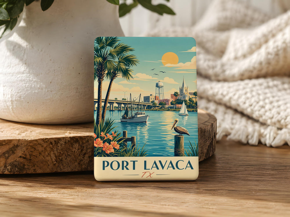Port Lavaca TX Fridge Magnet, Port Lavaca Texas Souvenir Magnet, Coastal Town Travel Gift, Gulf Coast Keepsake Magnet