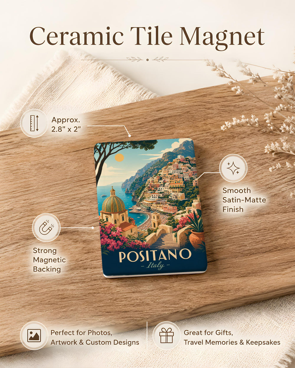 Positano Italy Fridge Magnet, Amalfi Coast Souvenir Magnet, Positano Travel Gift, Italian Coastal Town Keepsake Magnet