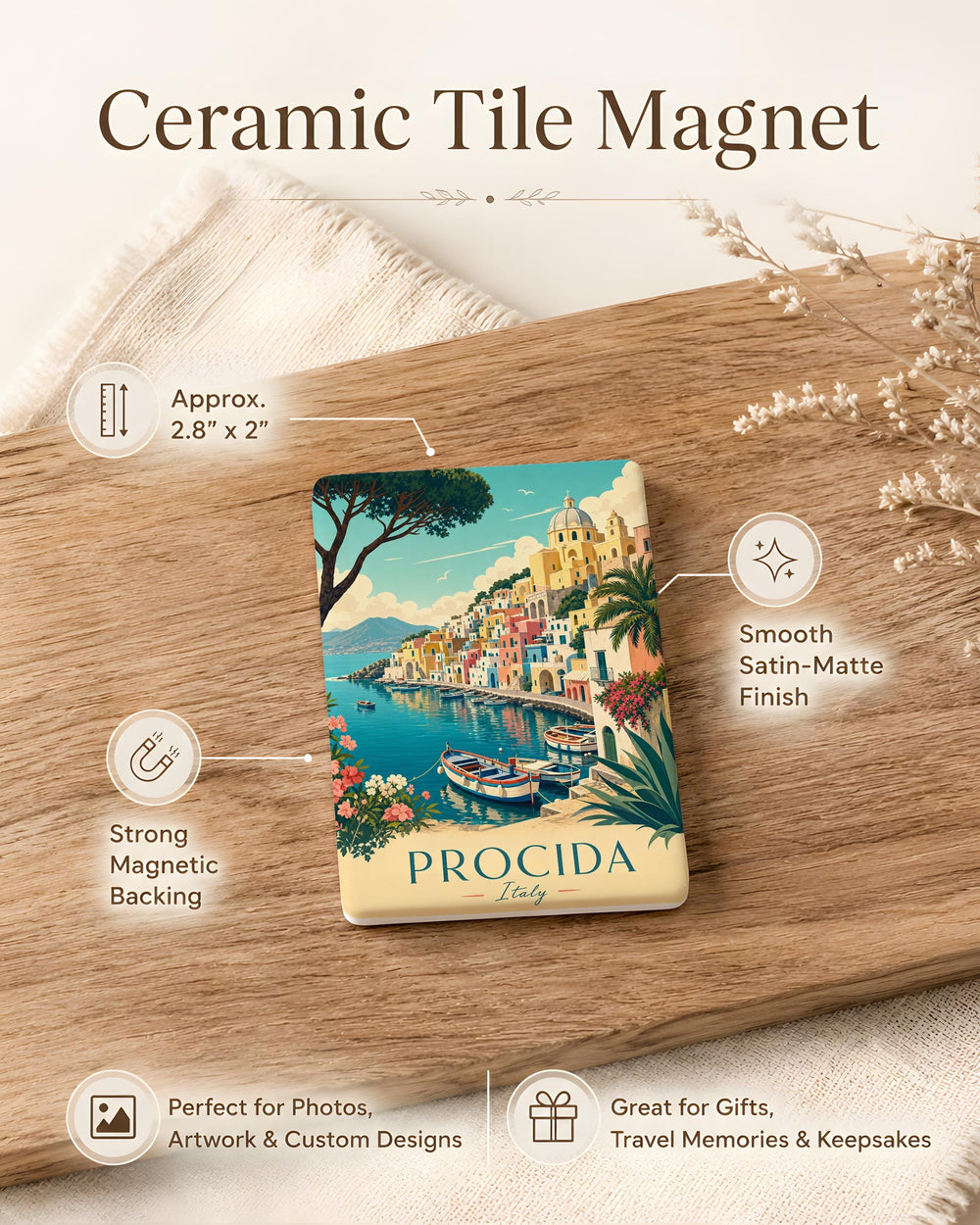 Procida Italy Fridge Magnet, Procida Island Souvenir, Italian Coastal Village Travel Keepsake, Campania Italy Gift