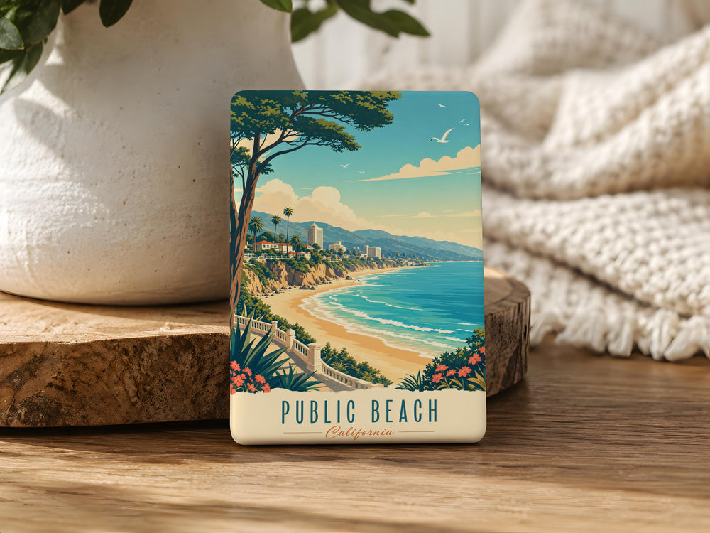 Public Beach Fridge Magnet, Beach Sign Magnet, Seaside Vacation Souvenir, Coastal Shoreline Decor, Ocean Beach Gift