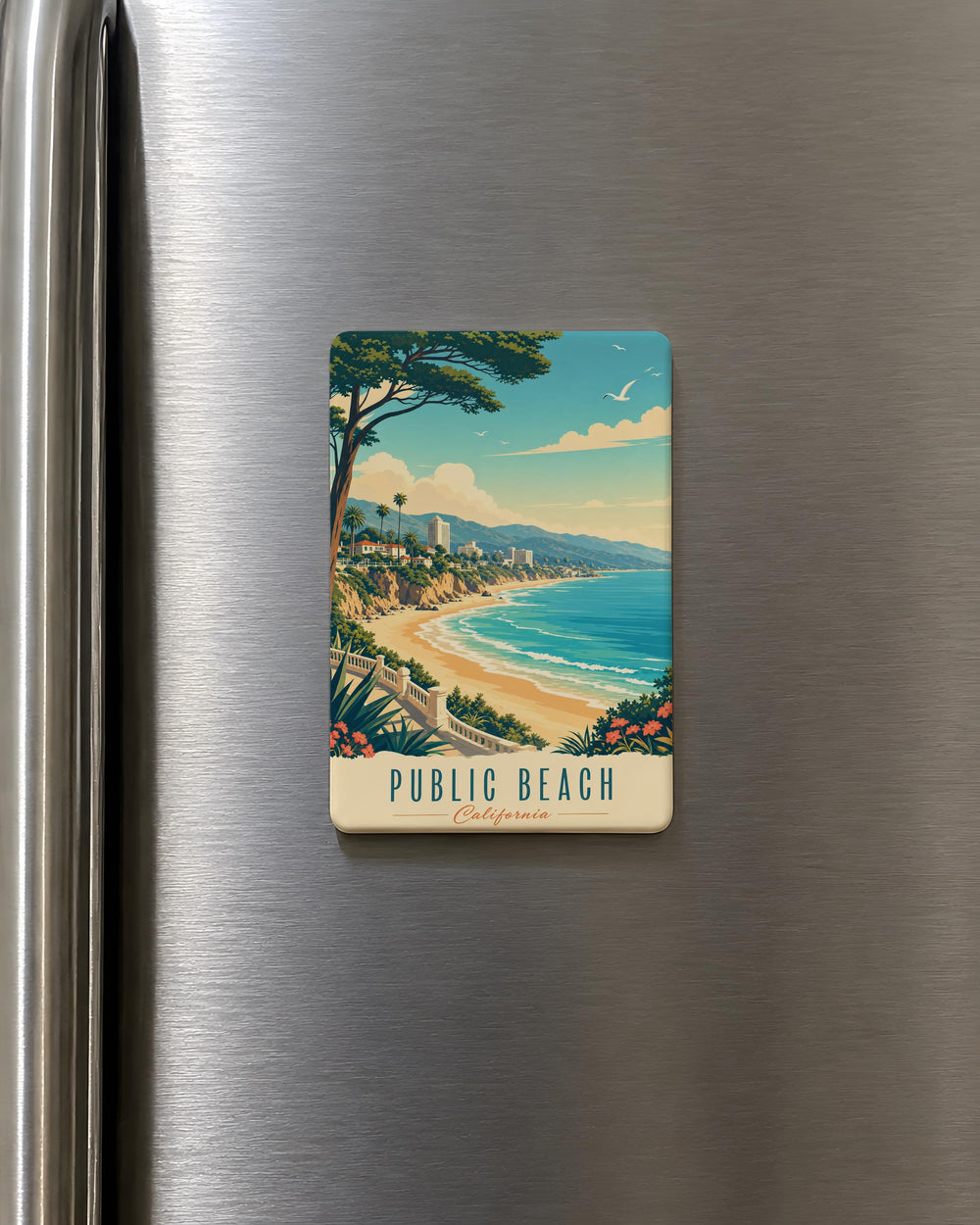 Public Beach Fridge Magnet, Beach Sign Magnet, Seaside Vacation Souvenir, Coastal Shoreline Decor, Ocean Beach Gift