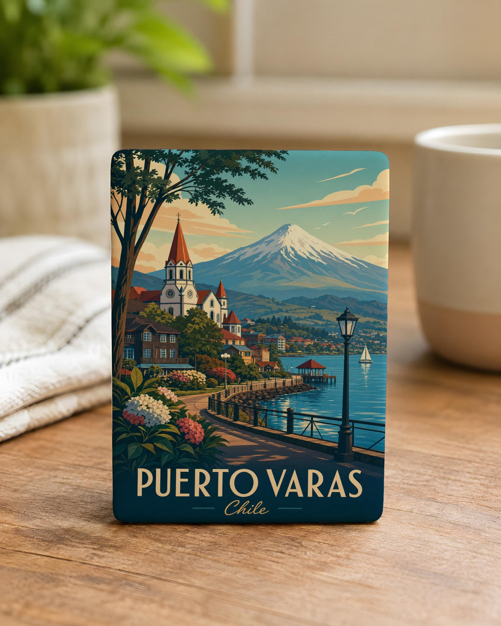 Puerto Varas Chile Fridge Magnet, Lake Llanquihue Souvenir, Osorno Volcano Landmark Travel Keepsake Gift