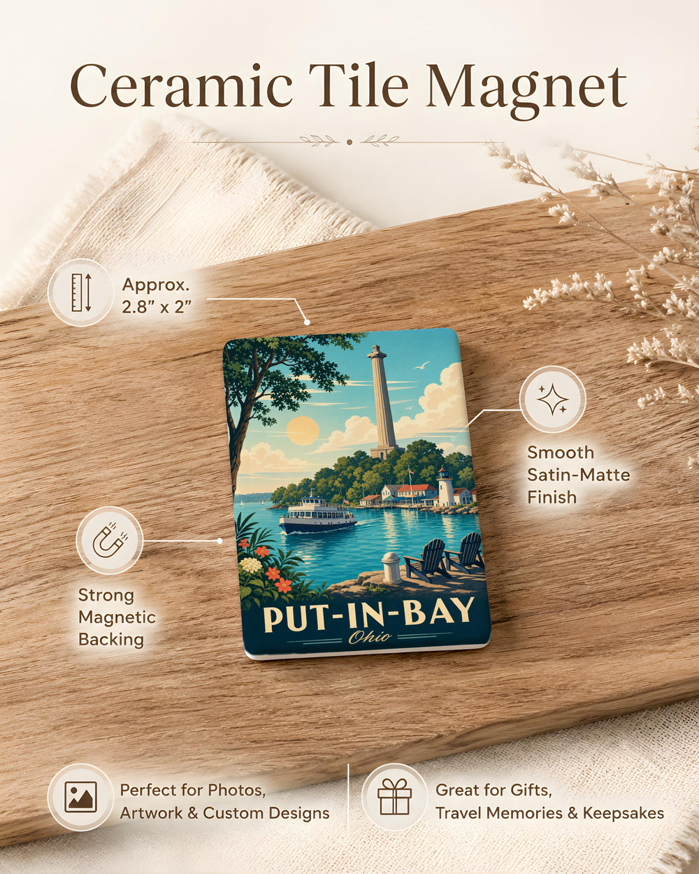 Put-in-Bay Ohio Fridge Magnet, Lake Erie Island Souvenir, South Bass Island Travel Gift, Put in Bay Vacation Keepsake