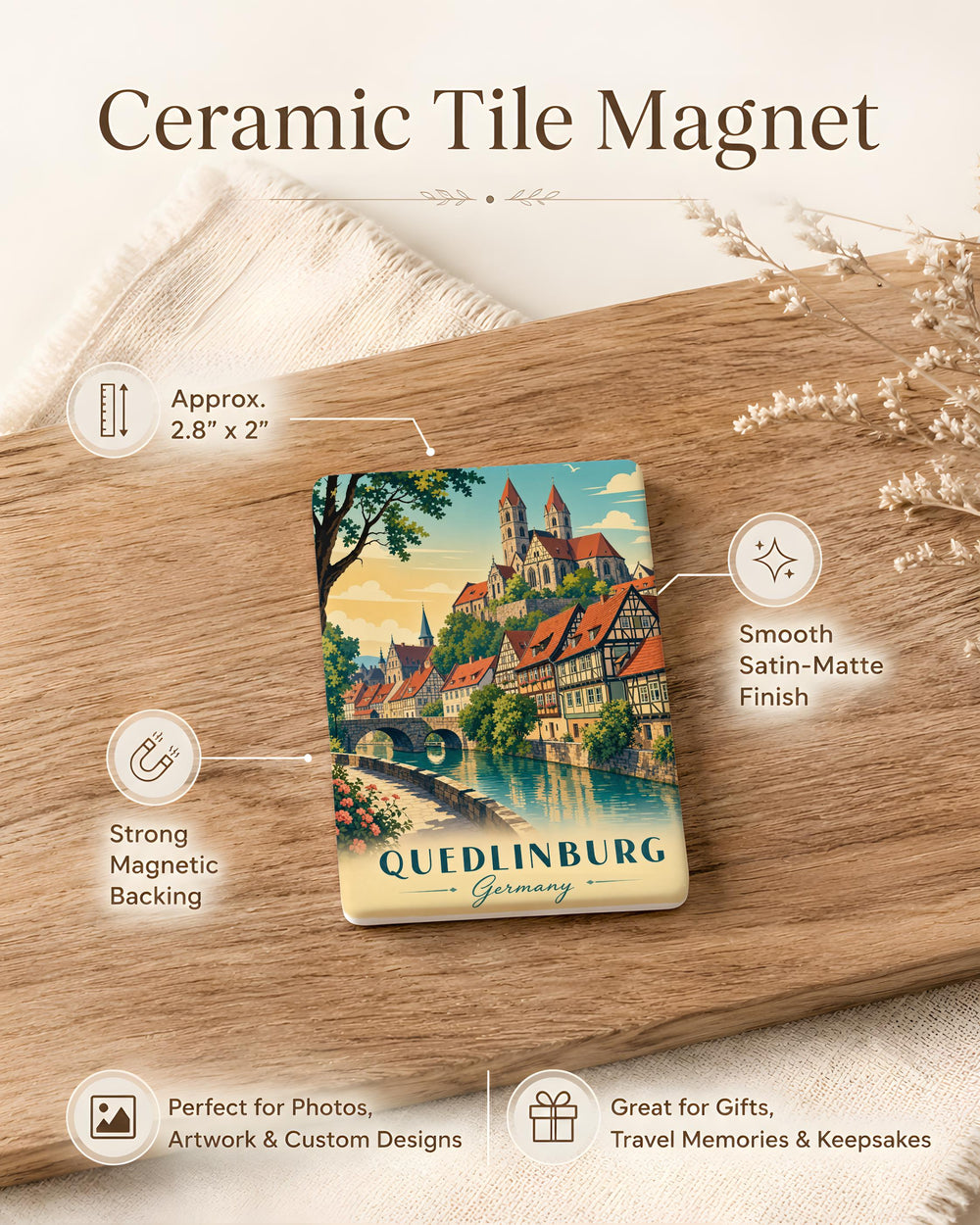 Quedlinburg Germany Fridge Magnet, Quedlinburg Old Town Landmark Souvenir Magnet, German Travel Keepsake Magnet