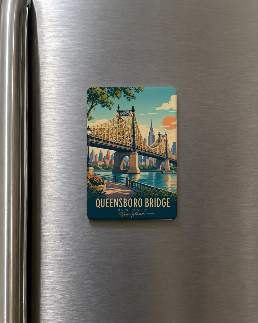Queensboro Bridge Fridge Magnet, New York City Landmark Souvenir, NYC Bridge Travel Gift, Manhattan Queens Connector Magnet