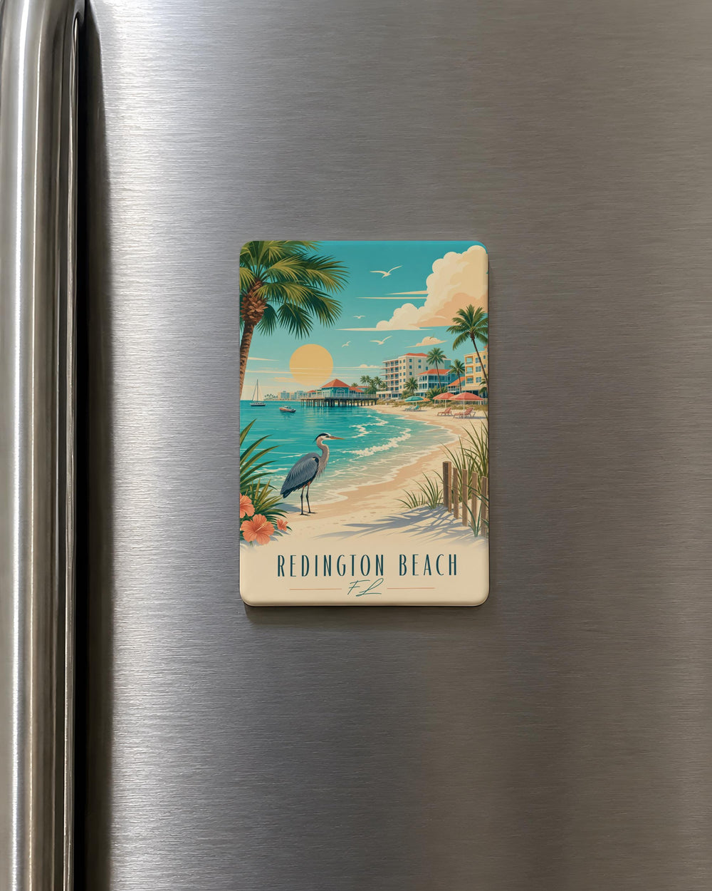 Redington Beach FL Fridge Magnet, Florida Gulf Coast Beach Town Souvenir Magnet, Redington Beach Florida Travel Gift