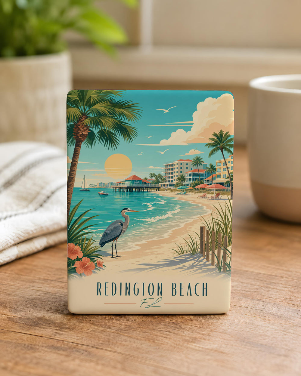 Redington Beach FL Fridge Magnet, Florida Gulf Coast Beach Town Souvenir Magnet, Redington Beach Florida Travel Gift