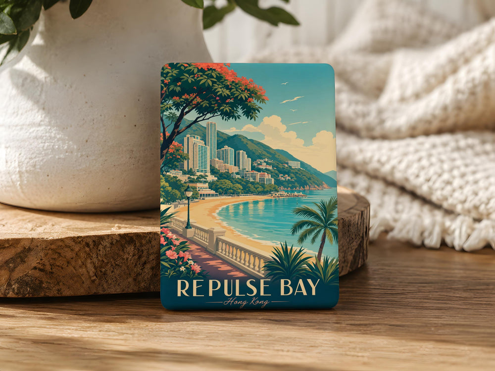 Repulse Bay Fridge Magnet, Hong Kong Beachfront Souvenir, Coastal Seaside Landmark Magnet, Travel Keepsake Gift
