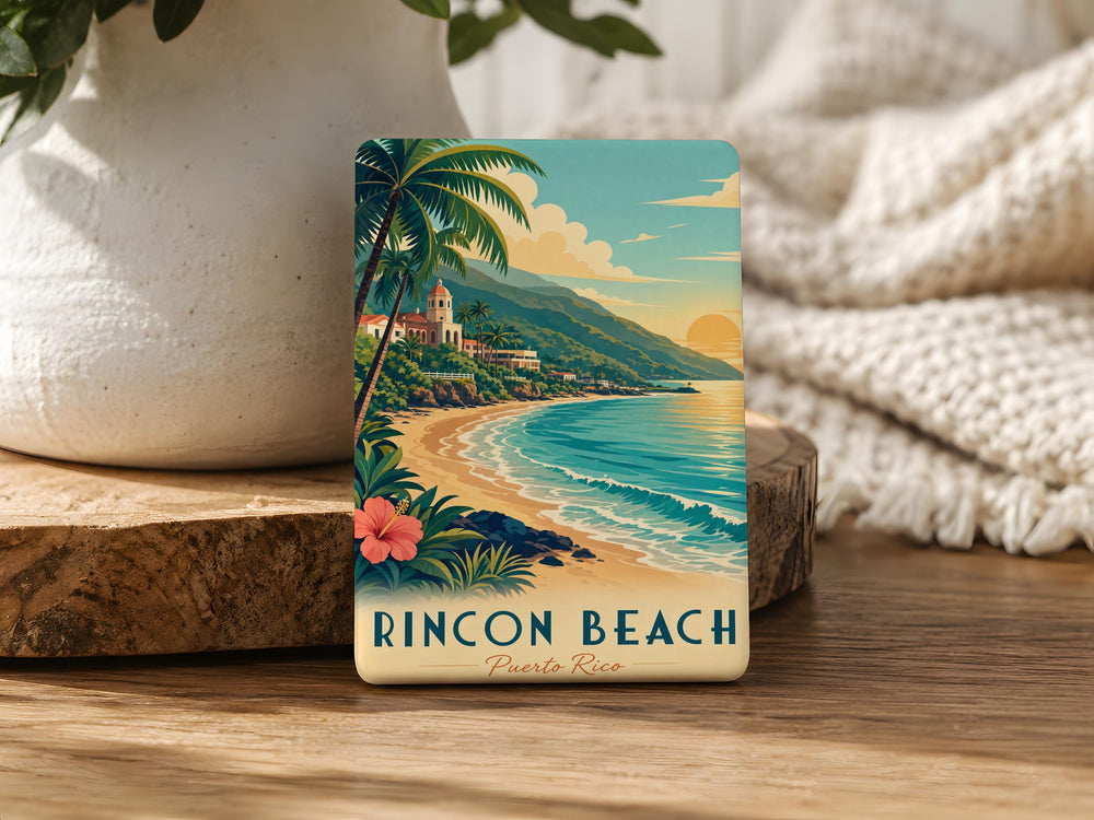 Rincon Beach Fridge Magnet, California Surf Spot Souvenir, Coastal Beach Town Keepsake, Ocean Wave & Surfboard Decor