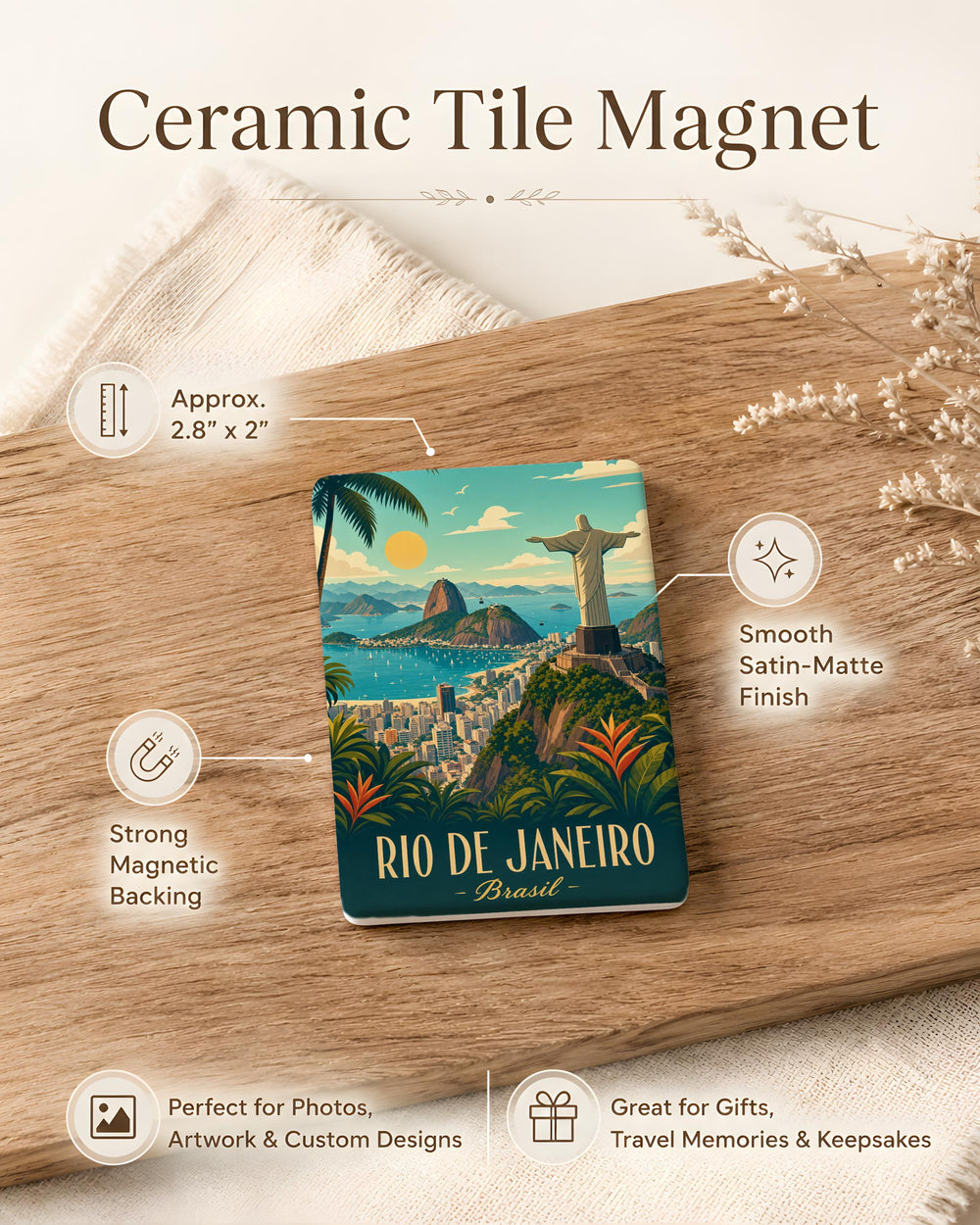 Rio de Janeiro Brazil Fridge Magnet, Rio Souvenir Magnet, Brazil Travel Gift, Rio Landmark Keepsake Magnet