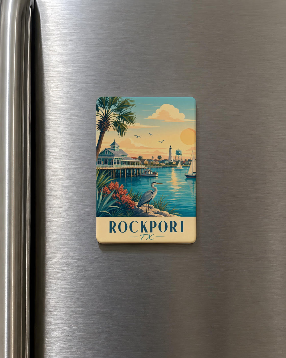Rockport TX Fridge Magnet, Rockport Texas Souvenir Magnet, Coastal Town Travel Keepsake, Texas Gulf Coast Gift