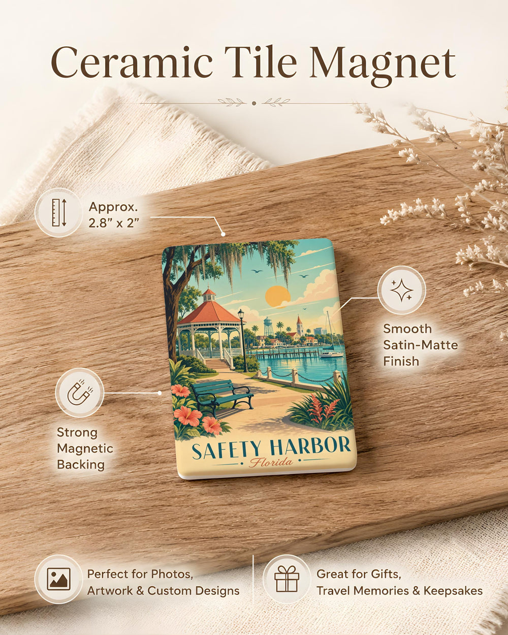 Safety Harbor Florida Fridge Magnet, Safety Harbor FL Souvenir Magnet, Tampa Bay Travel Gift, Florida Vacation Keepsake Magnet
