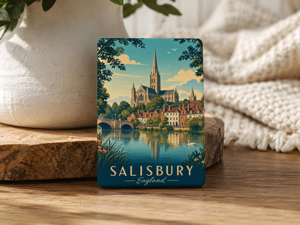 Salisbury England Fridge Magnet, Salisbury Cathedral Landmark Souvenir, Wiltshire UK Travel Keepsake Magnet